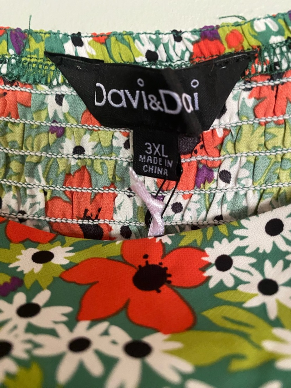 Davi and Dani Green Red Floral Smocked Mini Dress Womens Plus Size 3XL NWT - Picture 8 of 11